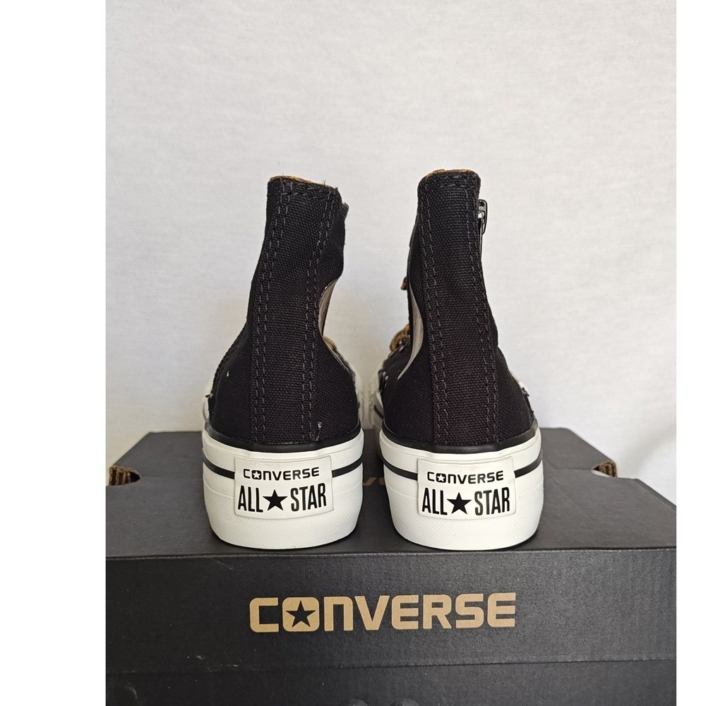 Converse Chuck Taylor All Star Platform Zip Black Leopard Pinecone Kids 12 New - Picture 5 of 10